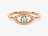 Solo Aquamarine Birthstone Evil Eye Ring