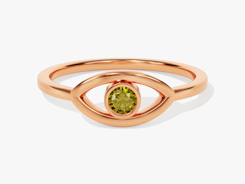 Solo Peridot Birthstone Evil Eye Ring