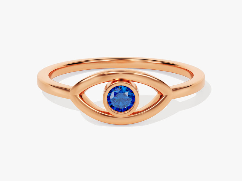 Solo Sapphire Birthstone Evil Eye Ring