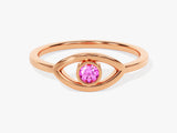 Solo Pink Tourmaline Birthstone Evil Eye Ring