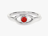 Solo Ruby Birthstone Evil Eye Ring