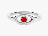 Solo Garnet Birthstone Evil Eye Ring