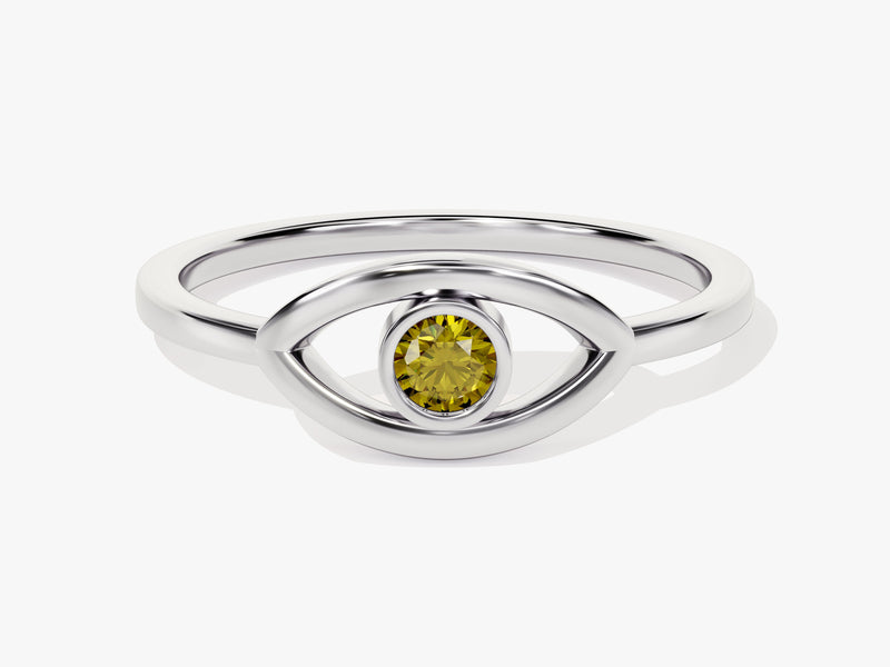 Solo Peridot Birthstone Evil Eye Ring