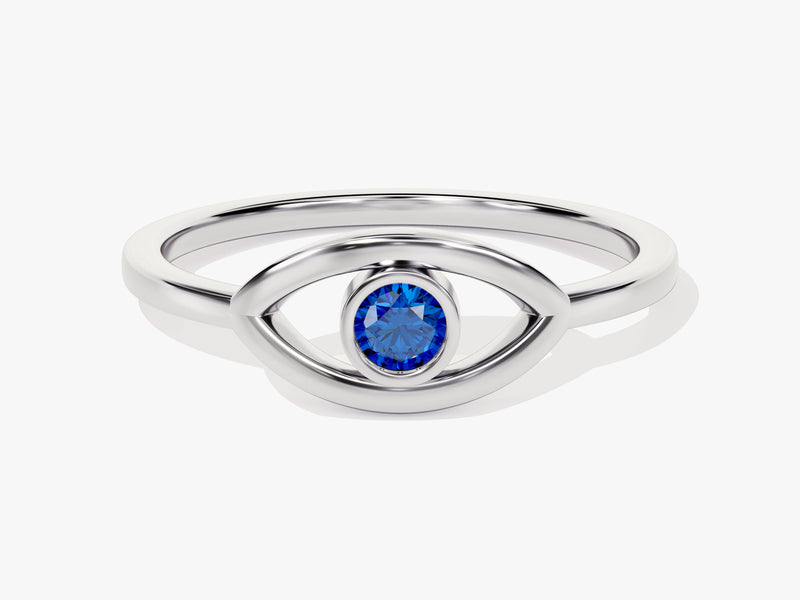 Solo Sapphire Birthstone Evil Eye Ring