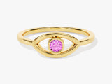 Solo Pink Tourmaline Birthstone Evil Eye Ring