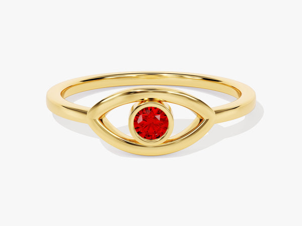 Solo Garnet Birthstone Evil Eye Ring