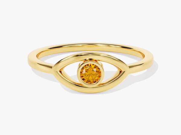 Solo Citrine Birthstone Evil Eye Ring