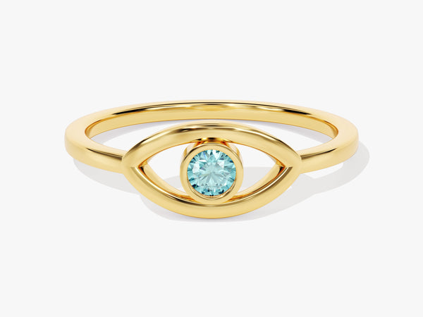 Solo Aquamarine Birthstone Evil Eye Ring