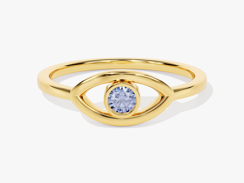 Solo Alexandrite Birthstone Evil Eye Ring