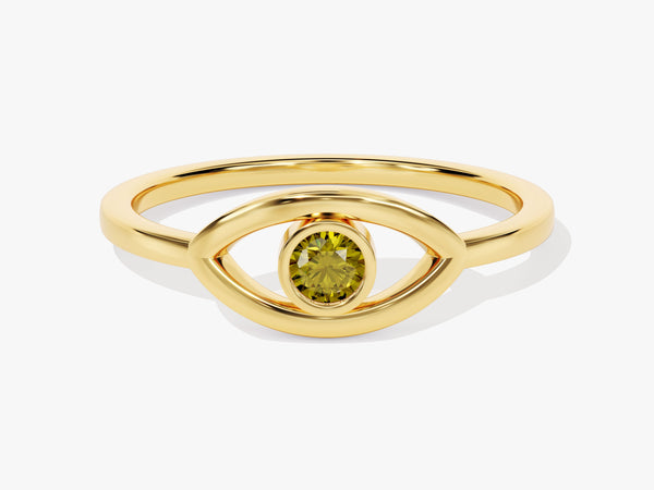 Solo Peridot Birthstone Evil Eye Ring