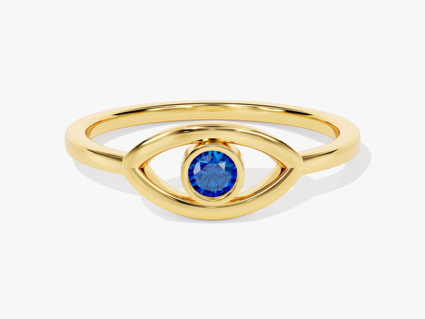 Solo Sapphire Birthstone Evil Eye Ring