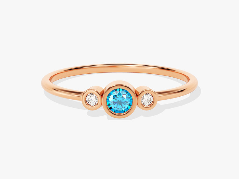 Trio Blue Topaz Birthstone Ring