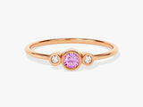 Trio Pink Tourmaline Birthstone Ring