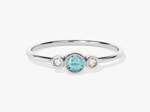 Trio Aquamarine Birthstone Ring