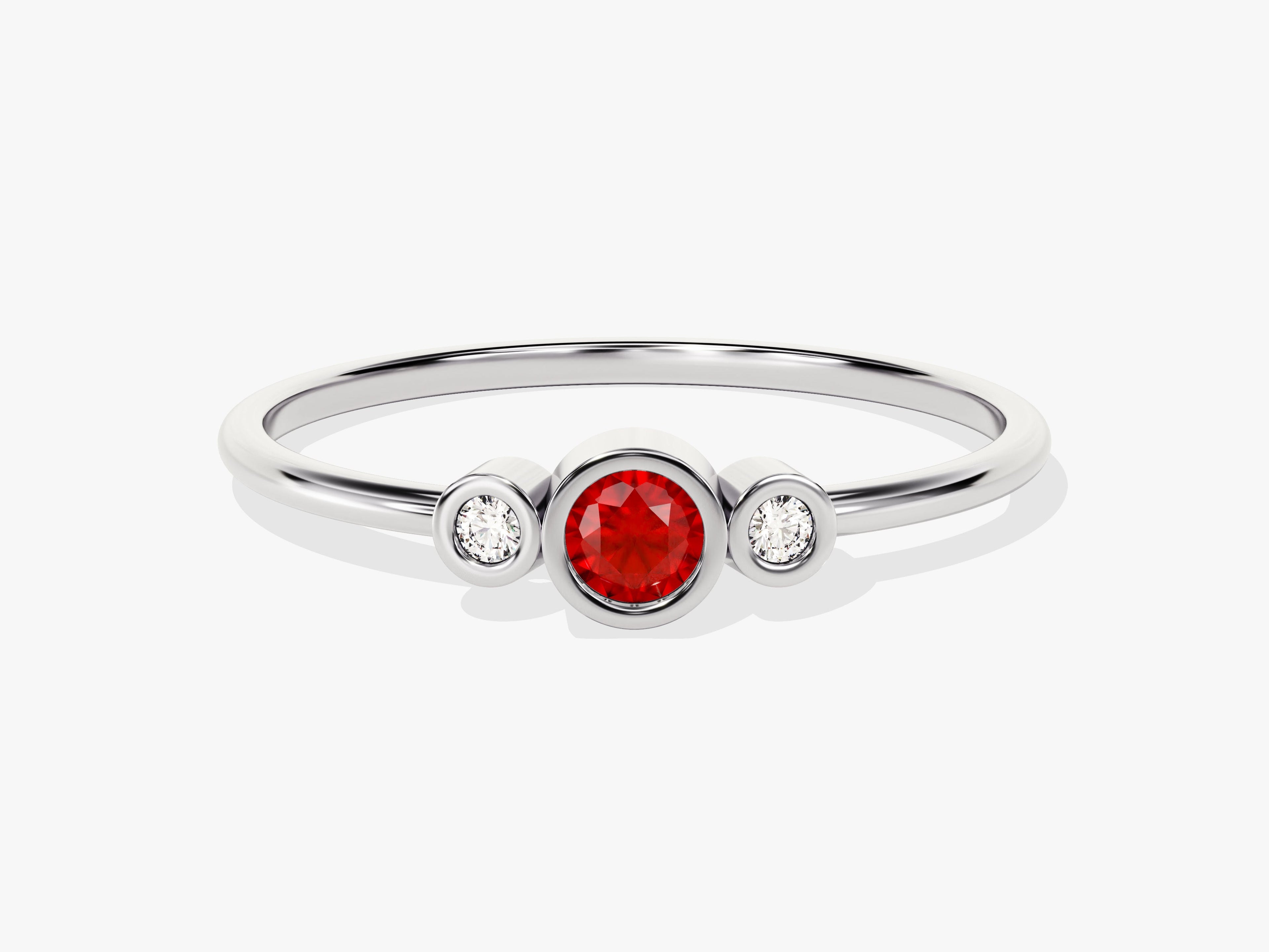 Trio Ruby Birthstone Ring