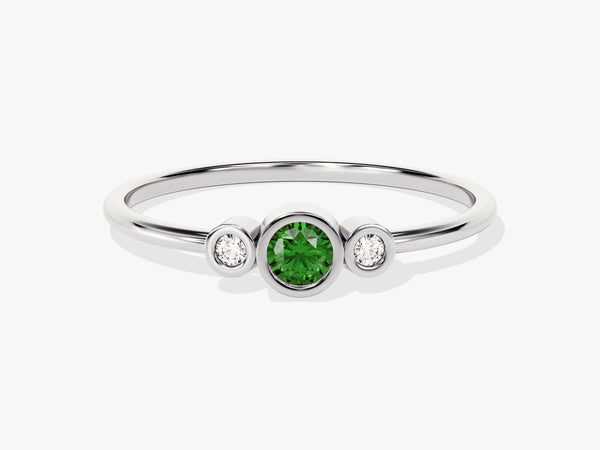 Trio Emerald Birthstone Ring