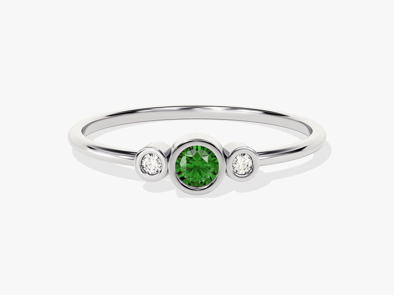 Trio Emerald Birthstone Ring