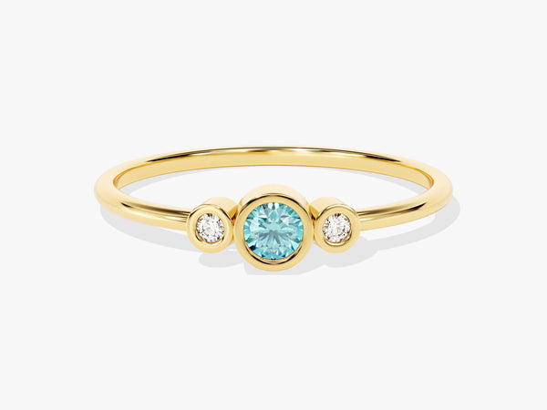 Trio Aquamarine Birthstone Ring