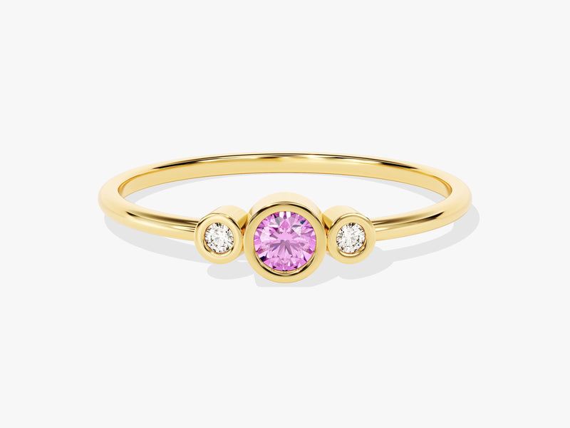 Trio Pink Tourmaline Birthstone Ring