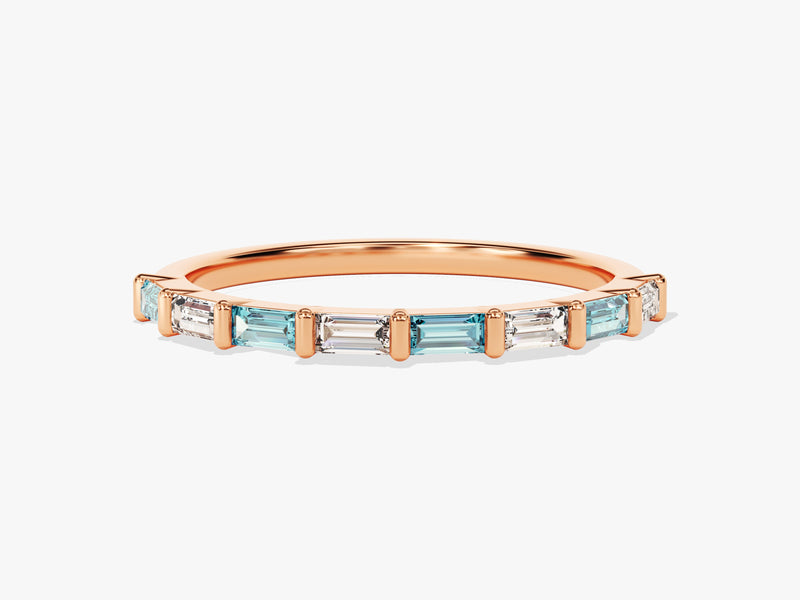 Baguette Bar Aquamarine Birthstone Ring