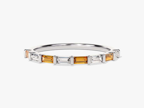 Baguette Bar Citrine Birthstone Ring