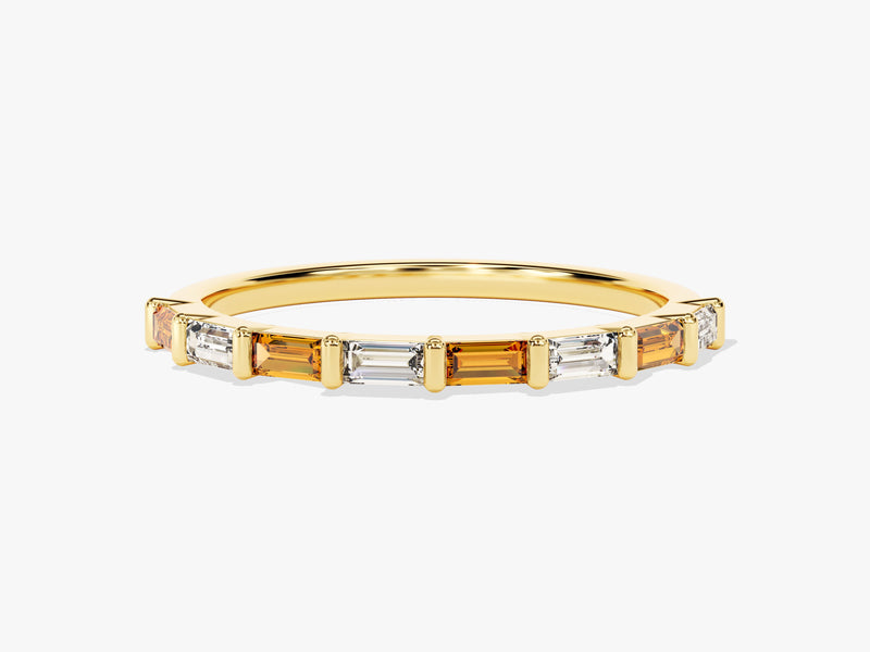 Baguette Bar Citrine Birthstone Ring