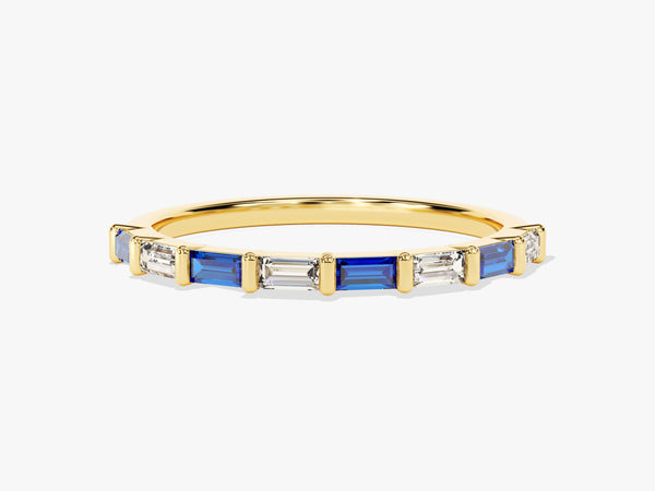 Baguette Bar Sapphire Birthstone Ring