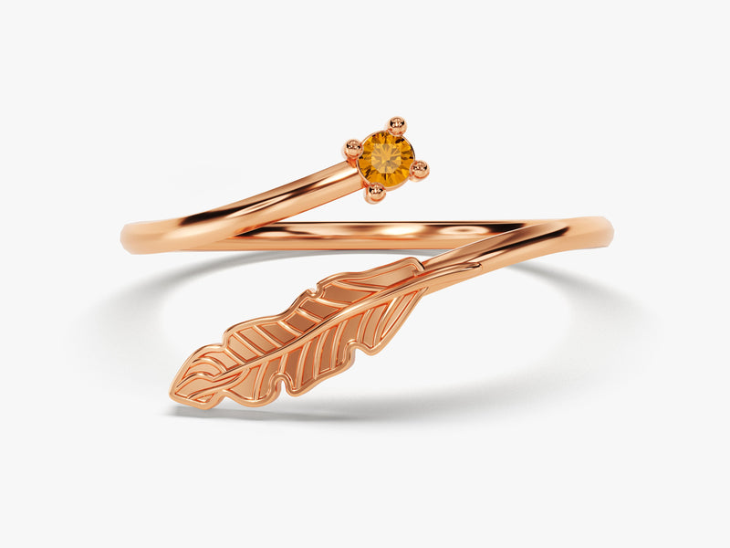 Open Leaf Citrine Birthstone Ring