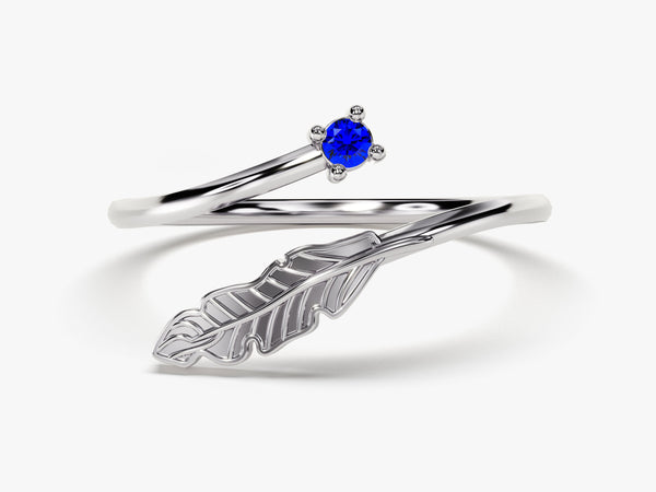 Open Leaf Sapphire Birthstone Ring