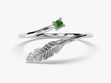 Open Leaf Emerald Birthstone Ring