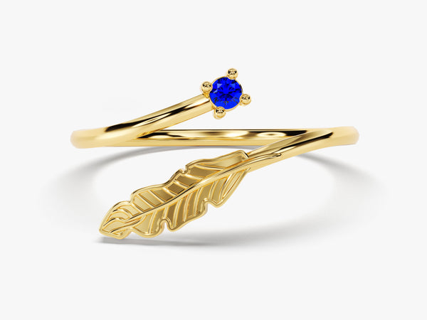 Open Leaf Sapphire Birthstone Ring