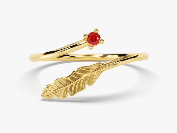 Open Leaf Ruby Birthstone Ring