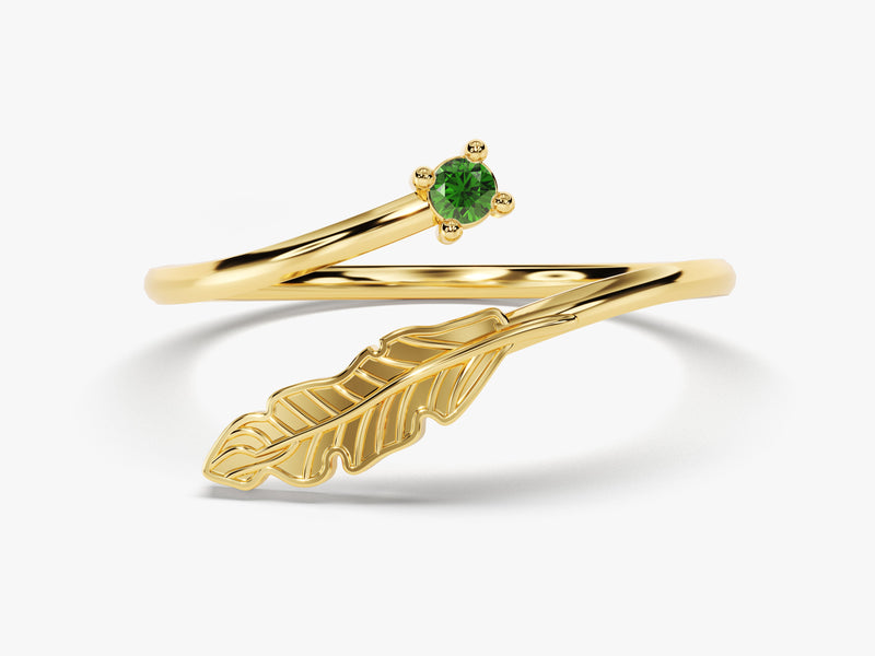 Open Leaf Emerald Birthstone Ring