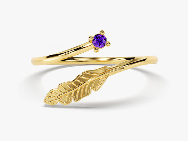 Open Leaf Amethyst Birthstone Ring