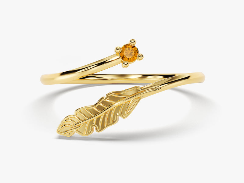 Open Leaf Citrine Birthstone Ring