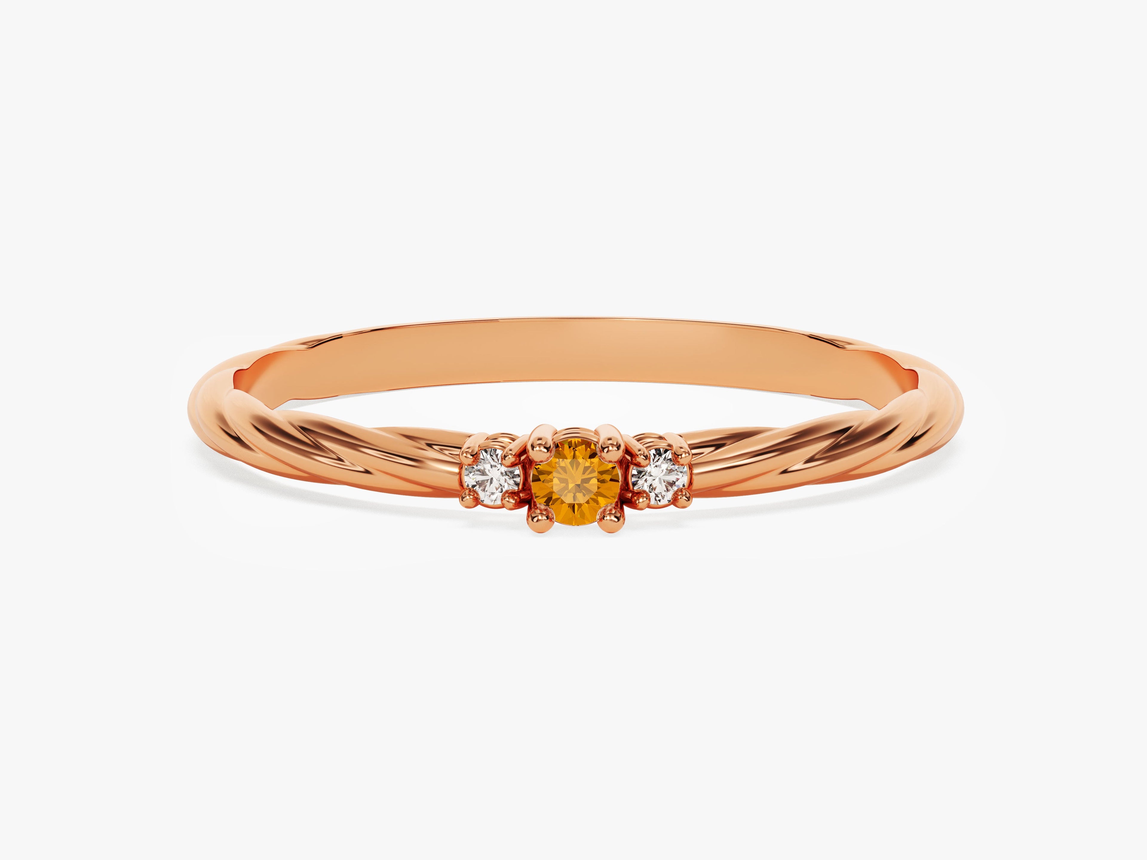 Petite Twist Citrine Birthstone Ring