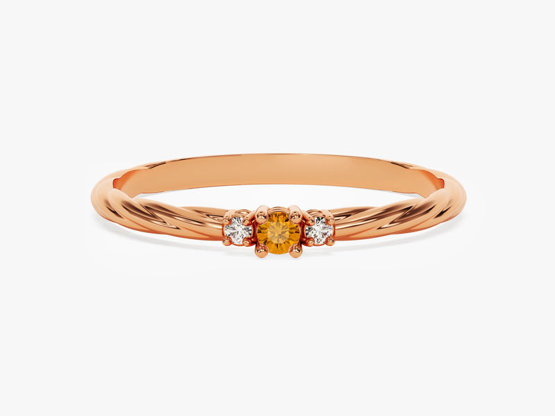 Petite Twist Citrine Birthstone Ring