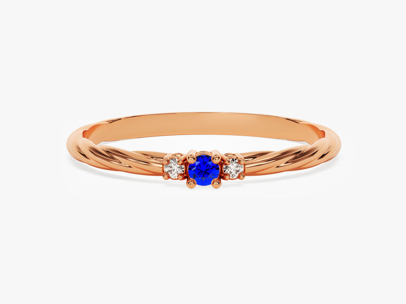 Petite Twist Sapphire Birthstone Ring