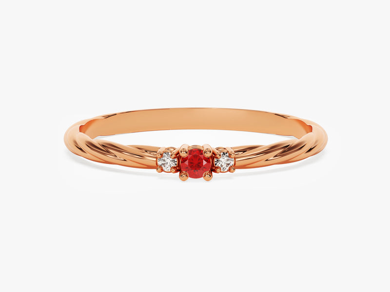 Petite Twist Ruby Birthstone Ring