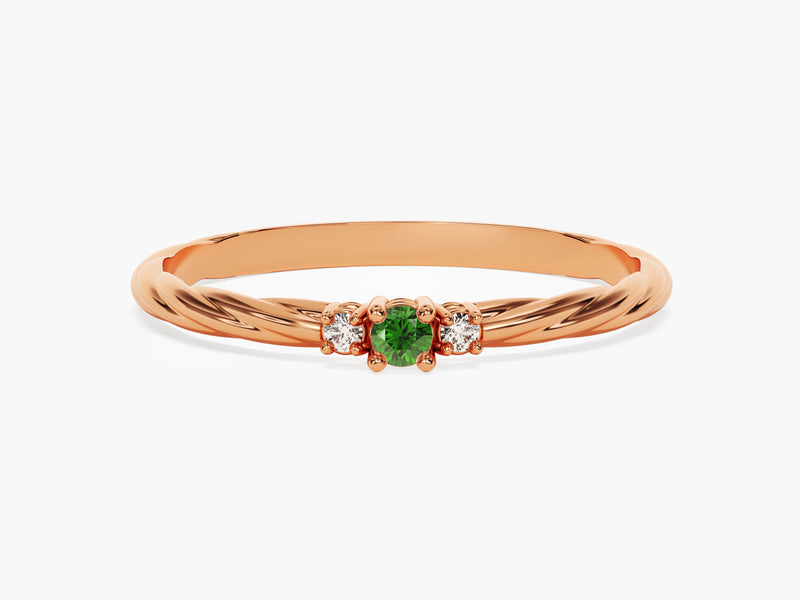 Petite Twist Emerald Birthstone Ring