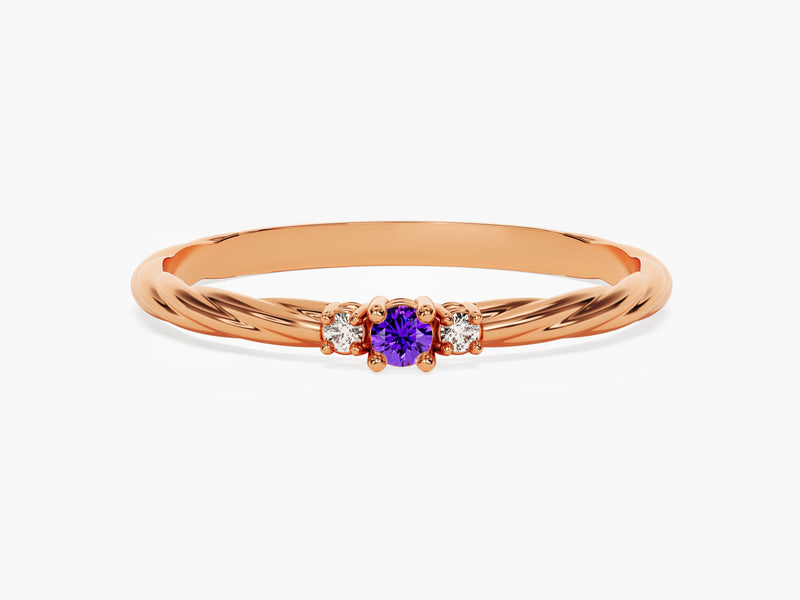 Petite Twist Amethyst Birthstone Ring