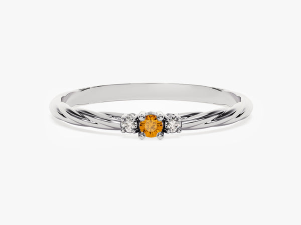 Petite Twist Citrine Birthstone Ring