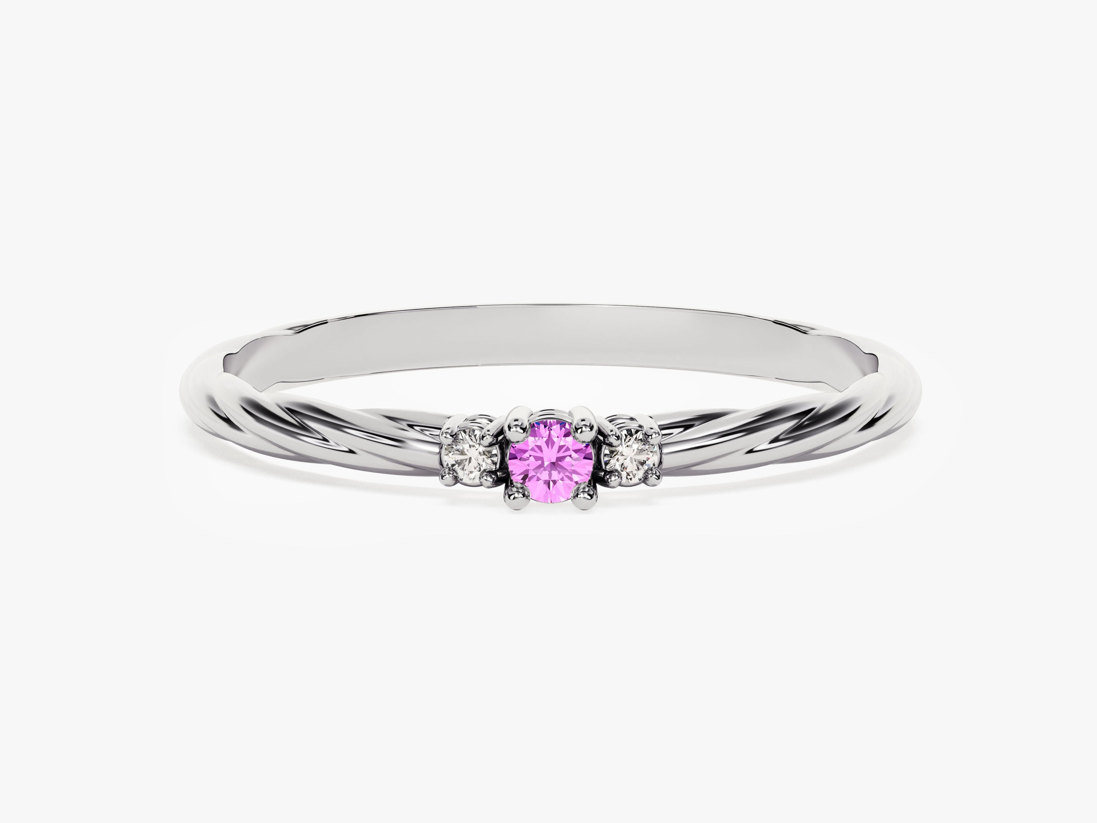 Petite Twist Pink Tourmaline Birthstone Ring