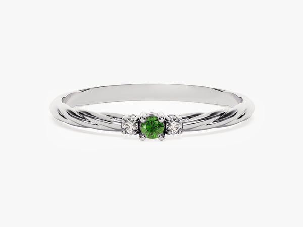 Petite Twist Emerald Birthstone Ring