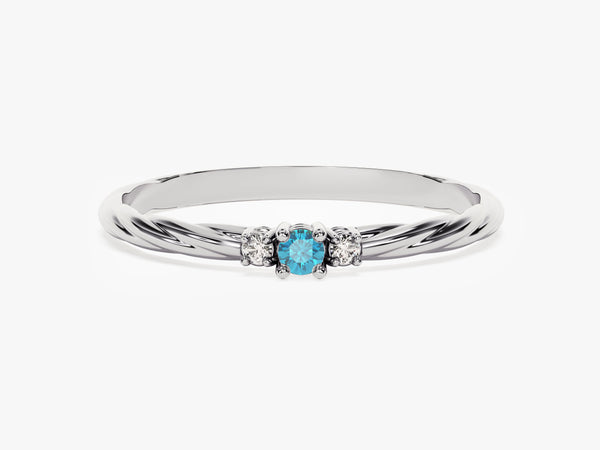 Petite Twist Blue Topaz Birthstone Ring