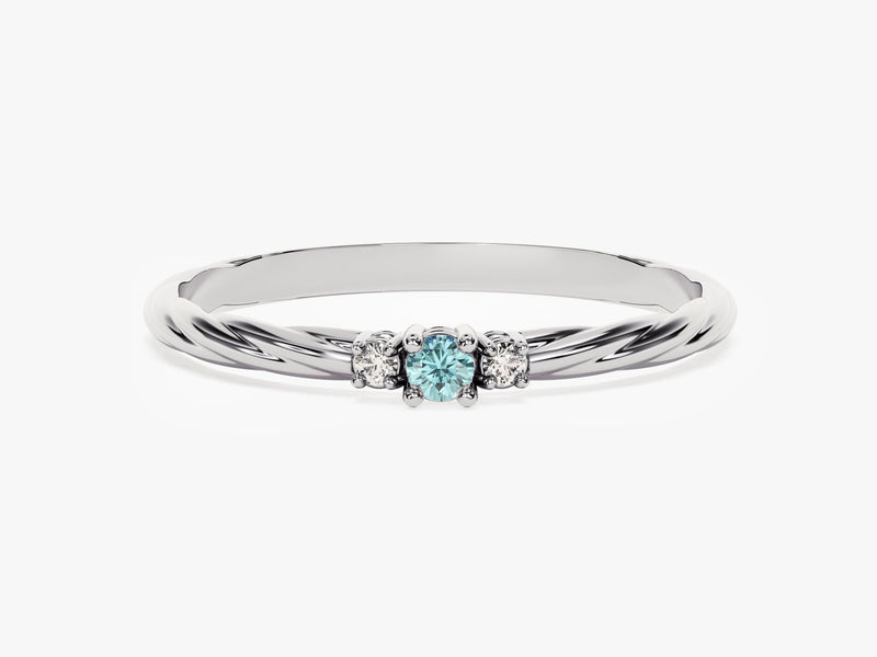 Petite Twist Aquamarine Birthstone Ring