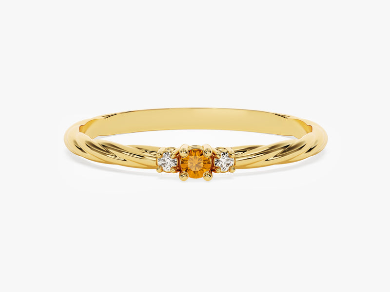 Petite Twist Citrine Birthstone Ring