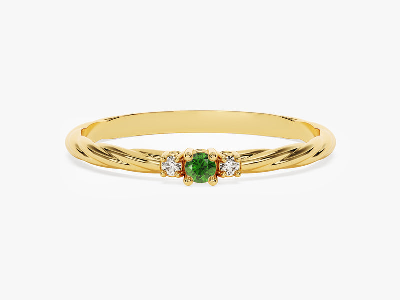 Petite Twist Emerald Birthstone Ring