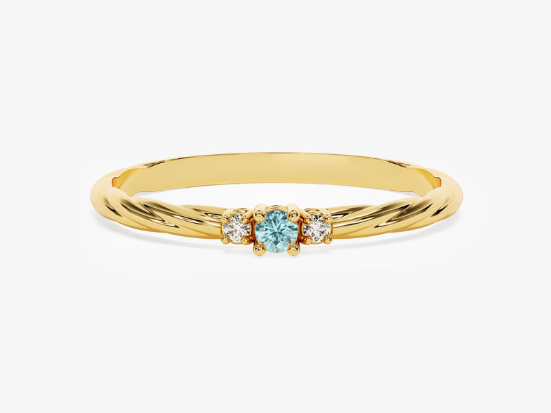 Petite Twist Aquamarine Birthstone Ring