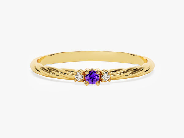 Petite Twist Amethyst Birthstone Ring